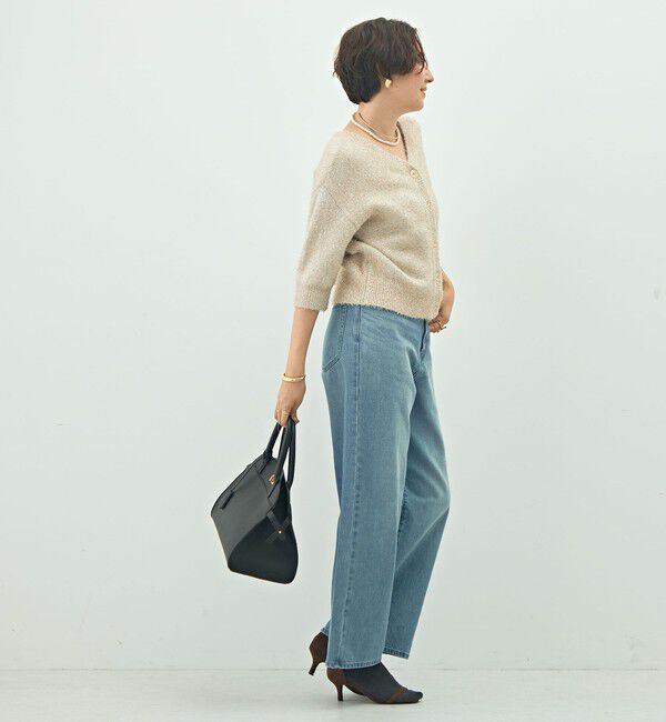 NOLLEY'S sophi「キラキラフェザー2WAY5分袖プルオーバーニット」|カーディガン|