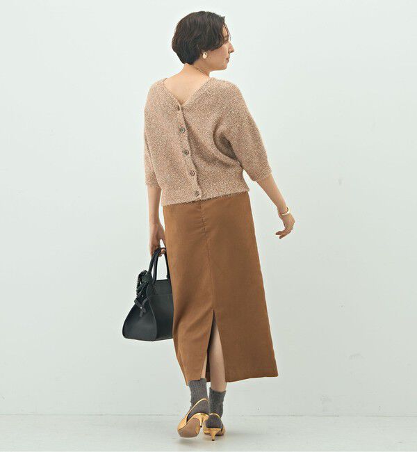 NOLLEY'S sophi「キラキラフェザー2WAY5分袖プルオーバーニット」|カーディガン|