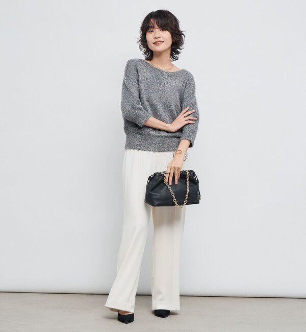 NOLLEY'S sophi「キラキラフェザー2WAY5分袖プルオーバーニット」|カーディガン|