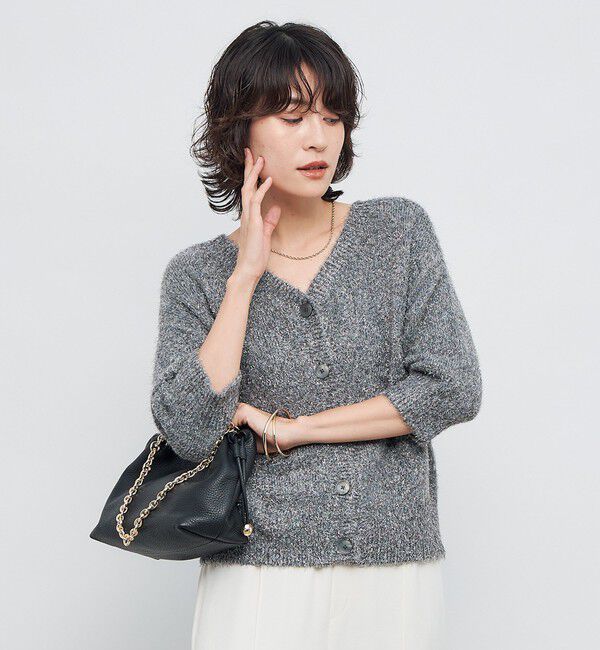 NOLLEY'S sophi「キラキラフェザー2WAY5分袖プルオーバーニット」|カーディガン|