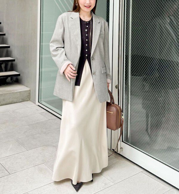 NOLLEY'S sophi「カシミヤ混ガーゼ風リブクルーネックミディ丈カーディガン」|カーディガン|