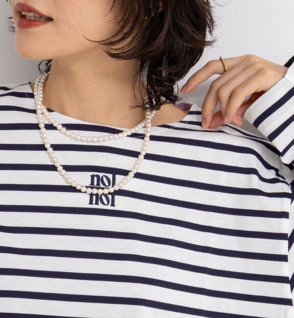 NOLLEY'S「nolnol ウォッシャブルMVSシルケットボーダーショートT」|Tシャツ・カットソー|