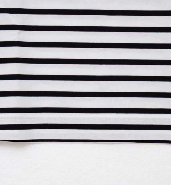 NOLLEY'S「nolnol ウォッシャブルMVSシルケットボーダーショートT」|Tシャツ・カットソー|