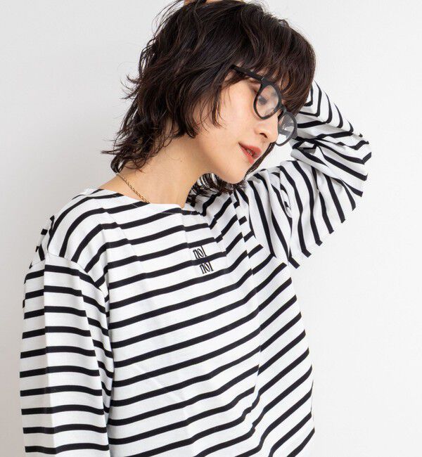 NOLLEY'S「nolnol ウォッシャブルMVSシルケットボーダーショートT」|Tシャツ・カットソー|