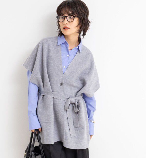 Rie Miller「バイカラー強縮ニットショール」|ニット・セーター|