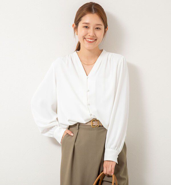 NOLLEY'S sophi「ウォッシャブルジョーゼットVネックブラウス」|シャツ・ブラウス|