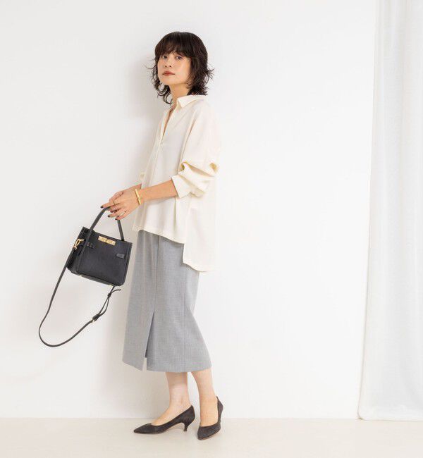 NOLLEY'S sophi「《morisachiシリーズとセットアップ対応》ウォッシャブルダブルサテンスキッパーブラウス」|シャツ・ブラウス|