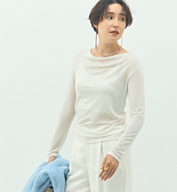 NOLLEY'S sophi「ウォッシャブルカシミヤシルクシアーラメドレープロンT」|Tシャツ・カットソー|