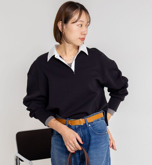 NOLLEY'S sophi「《セットアップ対応》ウォッシャブルポロ衿ダンボールカットソープルオーバー」|Tシャツ・カットソー|