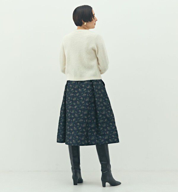 NOLLEY'S「ウォッシャブル花柄ジャガードタックスカート」|フレア|