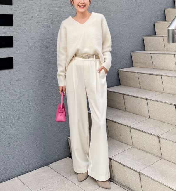 NOLLEY'S「《手洗い可能》ヘアリーストレッチVネックプルオーバーニット」|ニット・セーター|