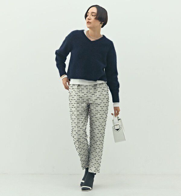 NOLLEY'S「《手洗い可能》ヘアリーストレッチVネックプルオーバーニット」|ニット・セーター|