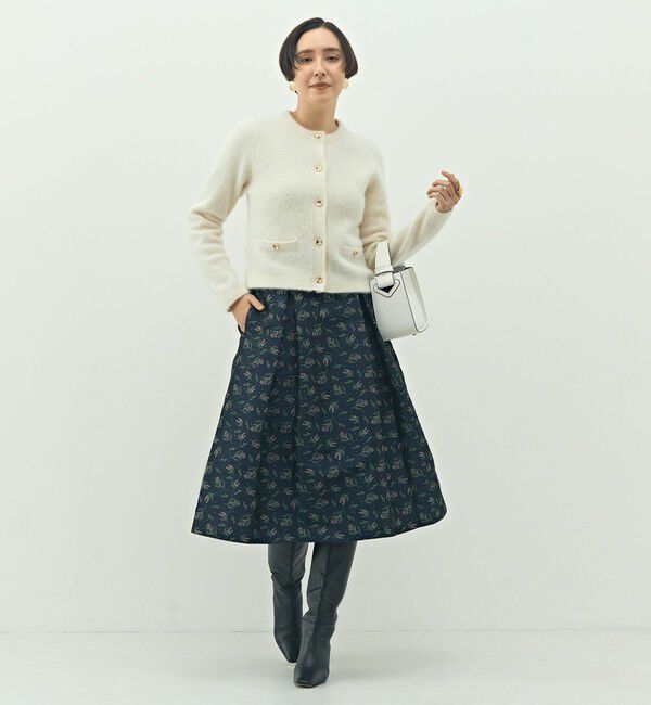 NOLLEY'S「ヘアリークルーネックニットジャケット」|カーディガン|