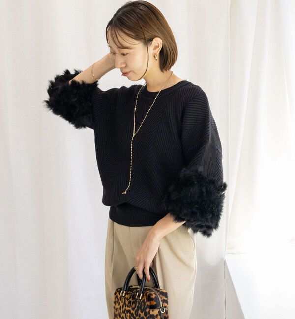 NOLLEY'S「《手洗い可能》2WAYラビットファーニットカーディガン」|カーディガン|