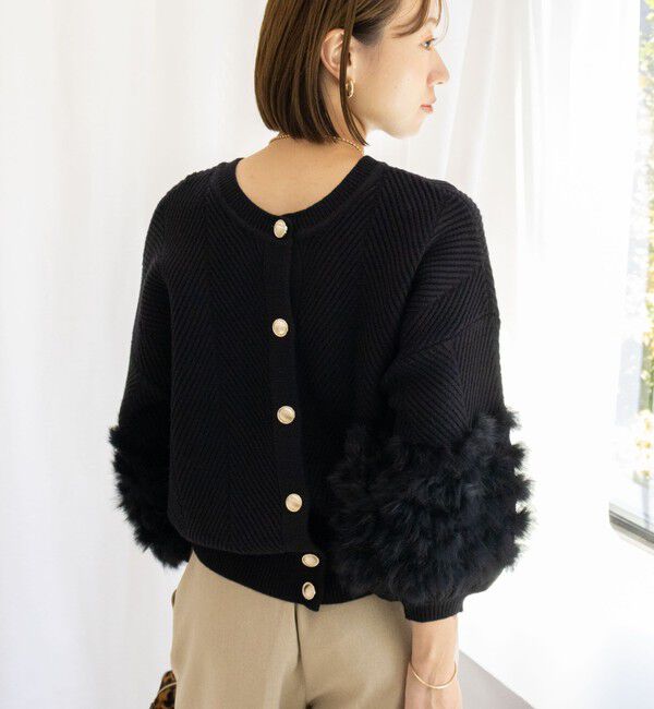 NOLLEY'S「《手洗い可能》2WAYラビットファーニットカーディガン」|カーディガン|