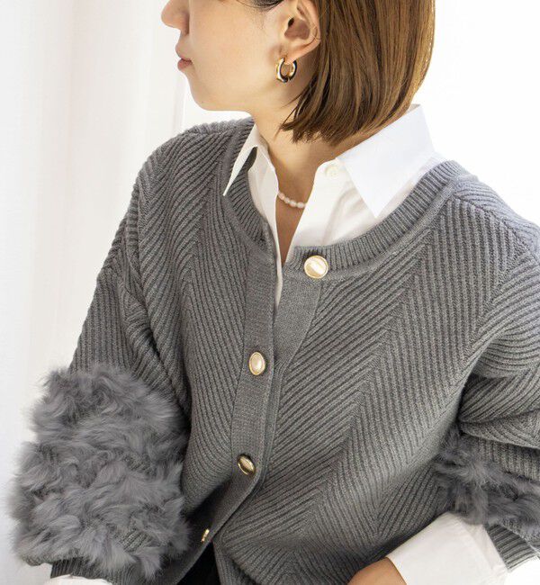 NOLLEY'S「《手洗い可能》2WAYラビットファーニットカーディガン」|カーディガン|