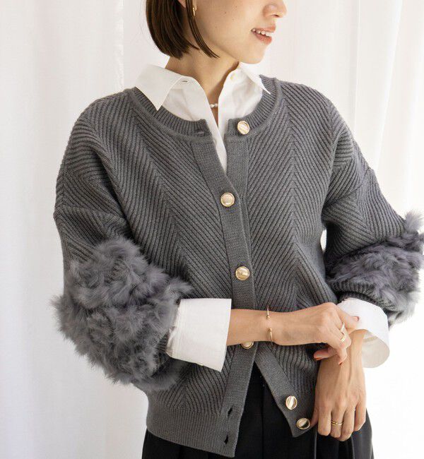 NOLLEY'S「《手洗い可能》2WAYラビットファーニットカーディガン」|カーディガン|