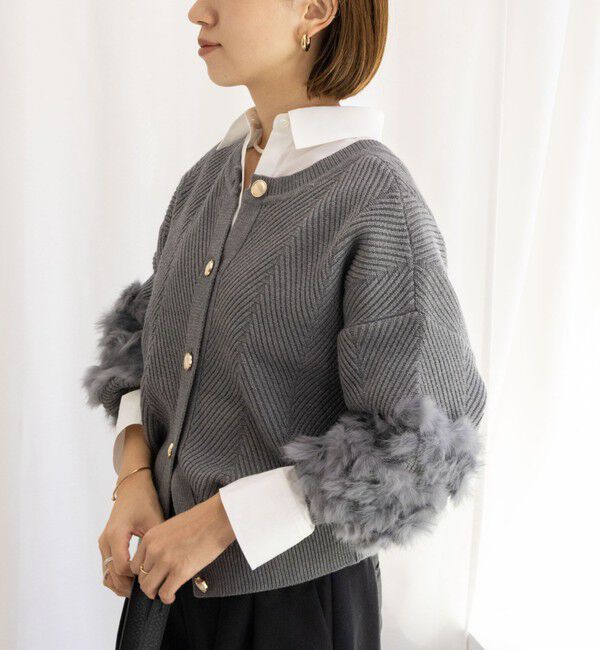 NOLLEY'S「《手洗い可能》2WAYラビットファーニットカーディガン」|カーディガン|