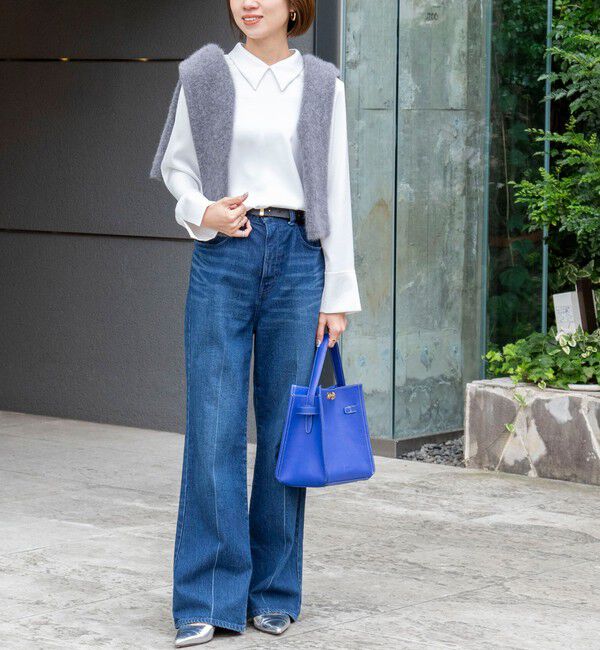 NOLLEY'S「◇【WEB限定】ウォッシャブルオトナサテン衿カフス付きＴブラウス」|シャツ・ブラウス|