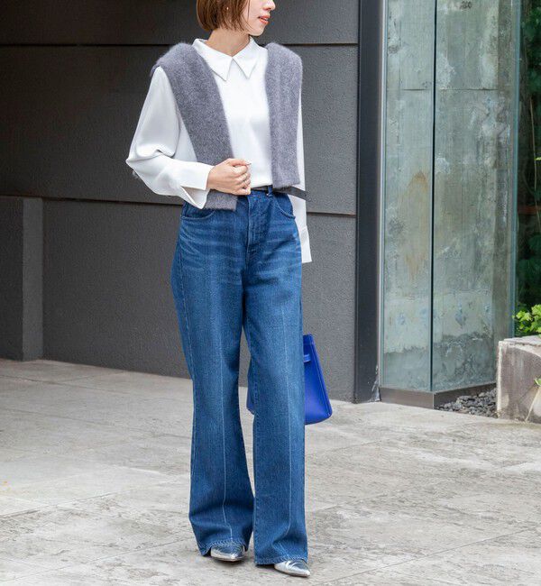 NOLLEY'S「◇【WEB限定】ウォッシャブルオトナサテン衿カフス付きＴブラウス」|シャツ・ブラウス|