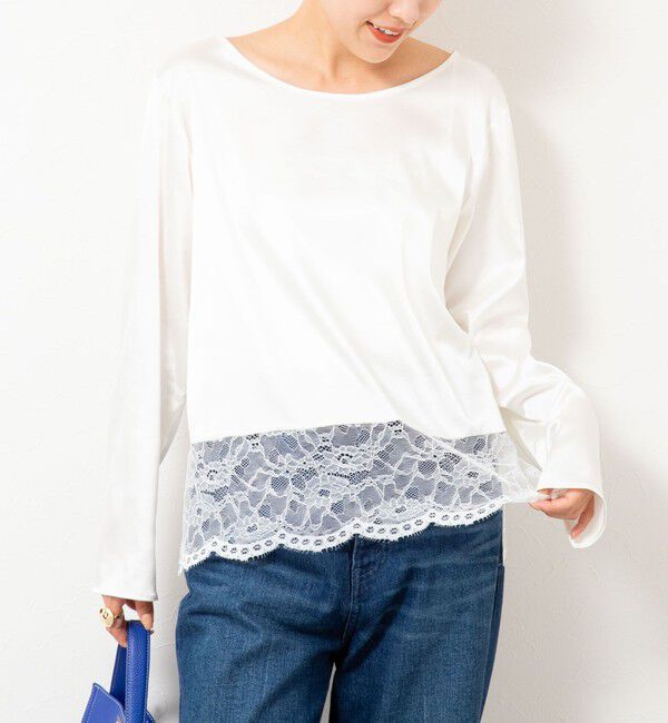 NOLLEY'S「ウォッシャブル裾レース2WAYオトナサテンブラウス」|シャツ・ブラウス|