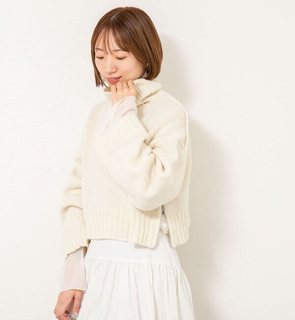 NOLLEY'S sophi「ブライト紡毛サイドジップショート丈タートルネック」|ニット・セーター|