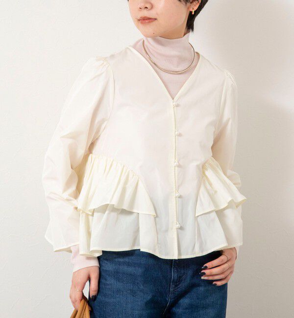 NOLLEY'S sophi「ウォッシャブルマイクロタフタティアードブラウス」|シャツ・ブラウス|オフホワイト