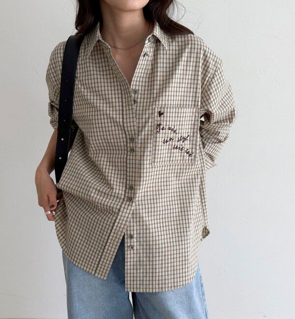 fredy emue「チェック刺繍シャツ」|シャツ・ブラウス|
