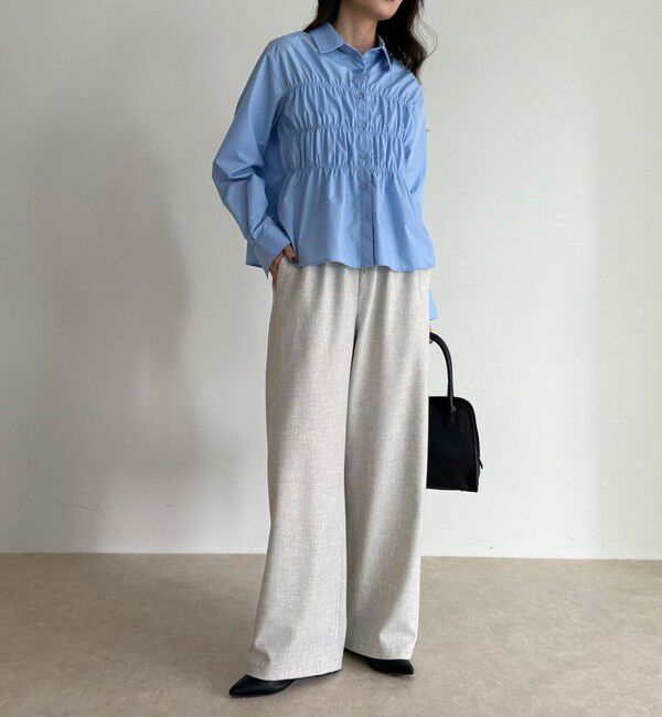 fredy emue「ウールライクイージーセミワイドパンツ」|チノ|