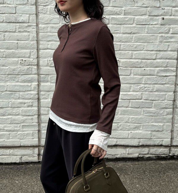 fredy emue「レイヤード風ヘンリーネックプルオーバー」|Tシャツ・カットソー|