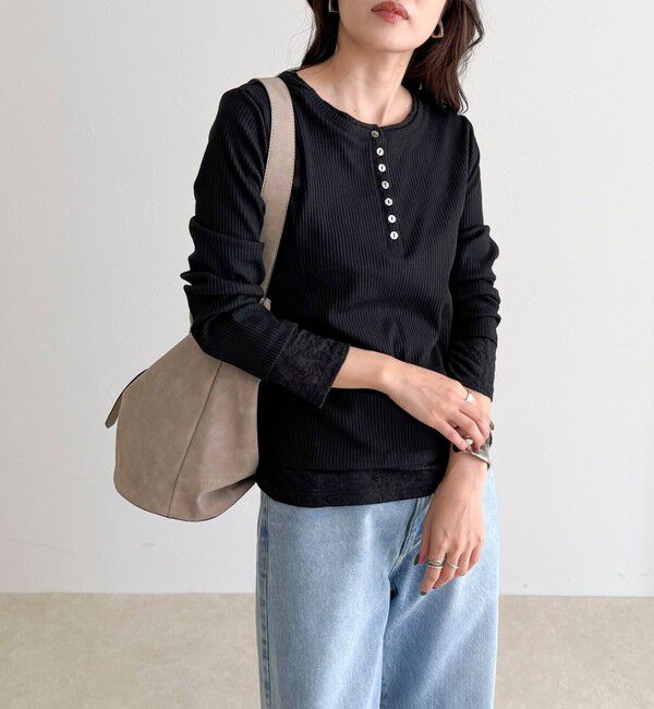 fredy emue「レイヤード風ヘンリーネックプルオーバー」|Tシャツ・カットソー|