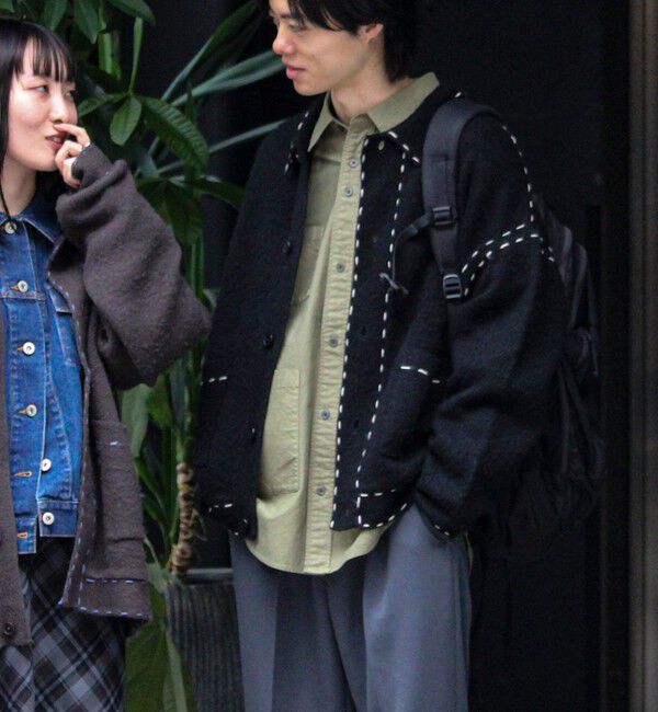 GLOSTER「【ユニセックス対応】ハンドステッチニットジャケット」|カーディガン|ブラック