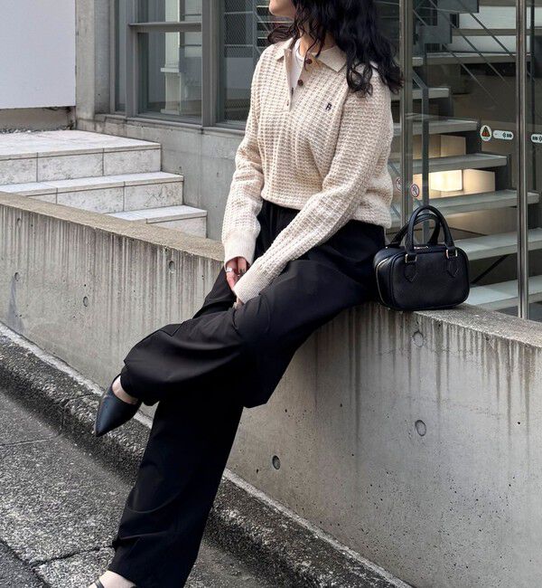 fredy emue「FR刺繍ケーブル柄ポロ衿ニットプルオーバー」|ニット・セーター|