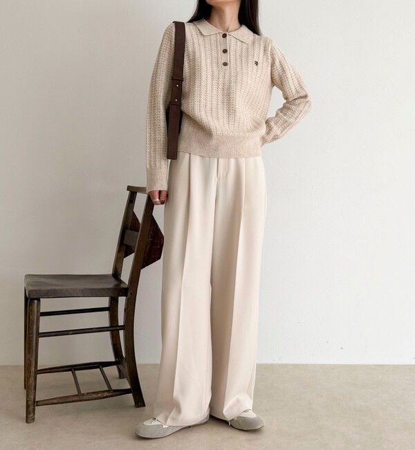 fredy emue「FR刺繍ケーブル柄ポロ衿ニットプルオーバー」|ニット・セーター|