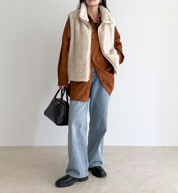 fredy emue「ボーダーキルトファーベスト」|ダウンベスト・ベスト|