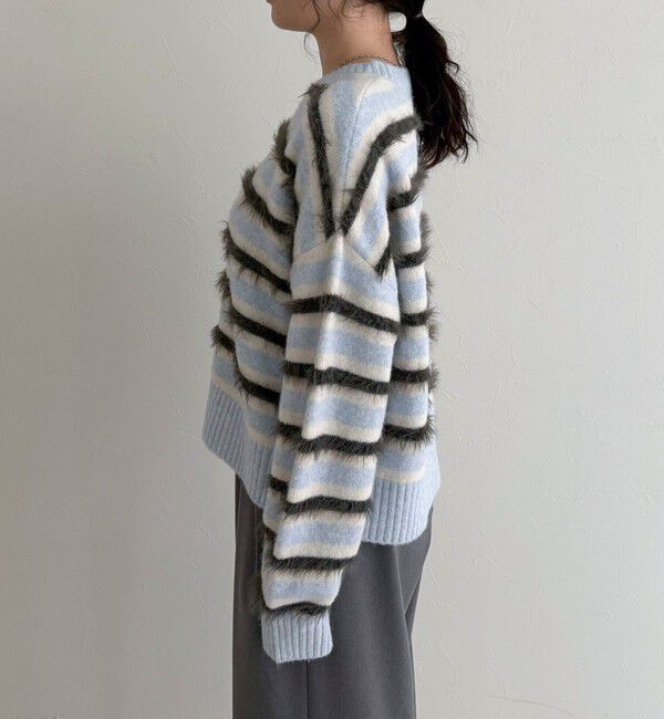 fredy emue「マルチボーダークロップドニットプルオーバー」|ニット・セーター|