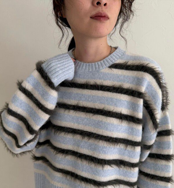 fredy emue「マルチボーダークロップドニットプルオーバー」|ニット・セーター|
