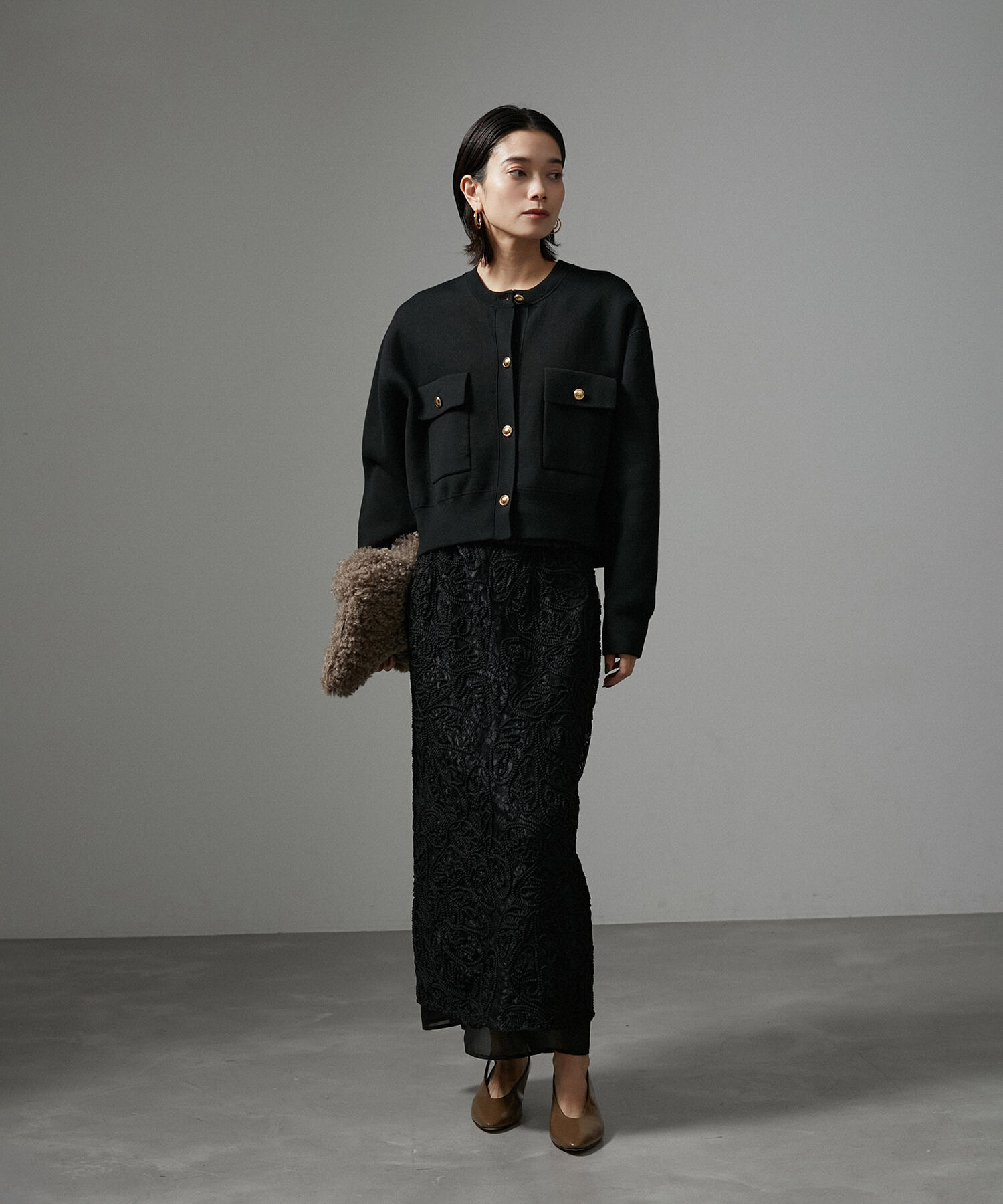 SALON adam et rope'「【WEB限定】スウェットライクメタルボタンカーディガン」|カーディガン|