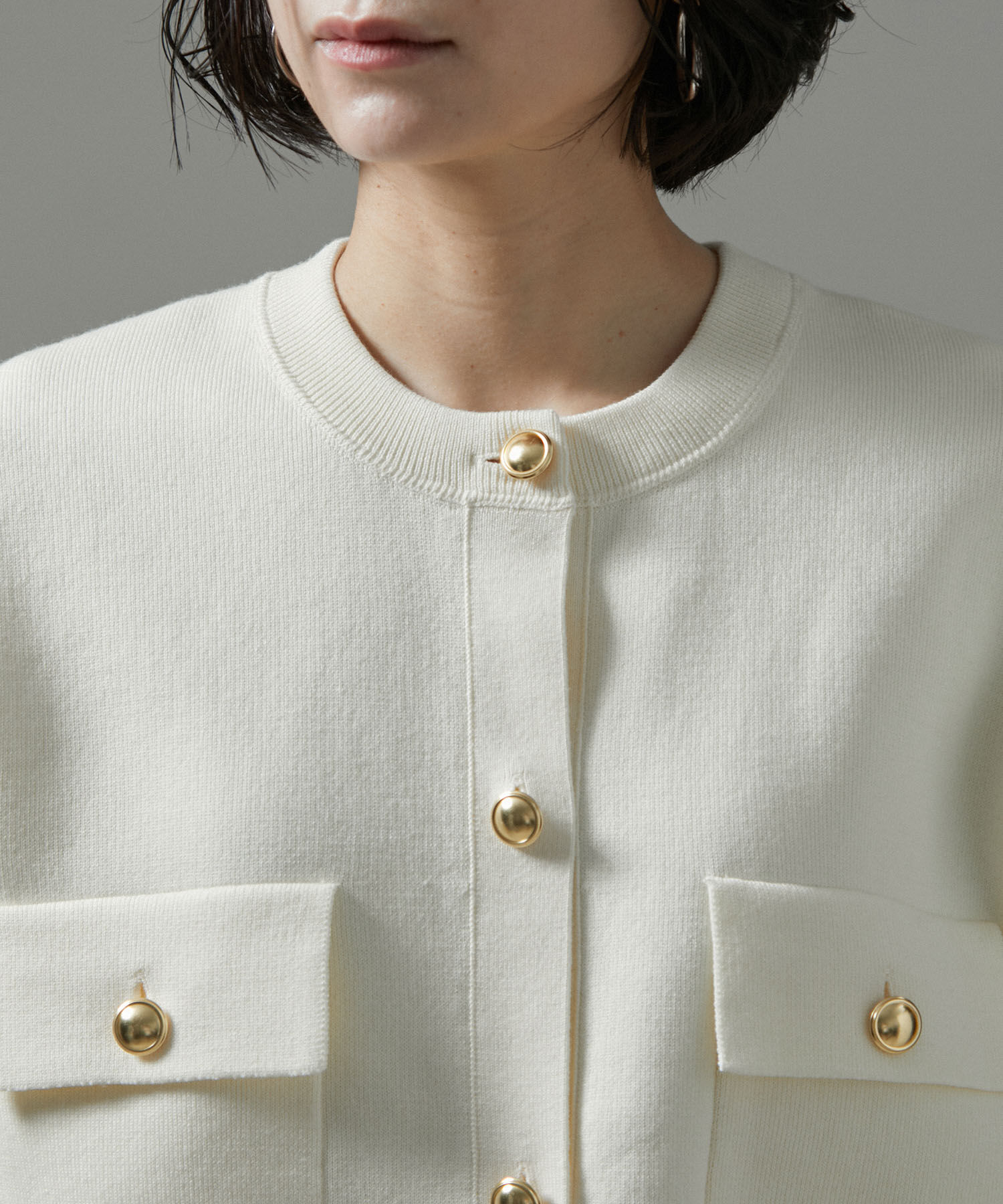 SALON adam et rope'「【WEB限定】スウェットライクメタルボタンカーディガン」|カーディガン|