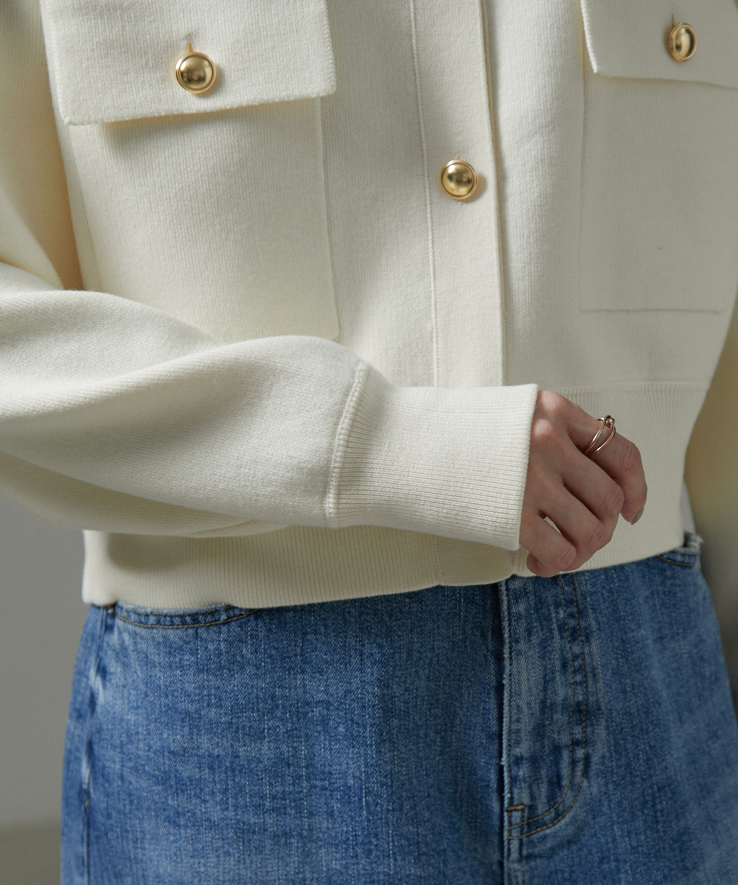 SALON adam et rope'「【WEB限定】スウェットライクメタルボタンカーディガン」|カーディガン|