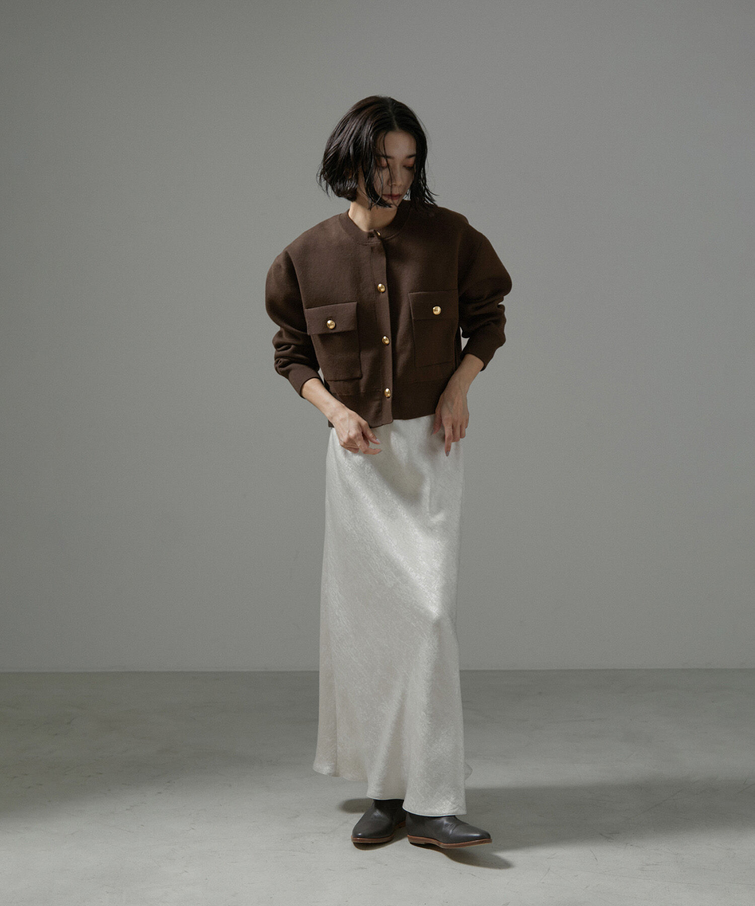 SALON adam et rope'「【WEB限定】スウェットライクメタルボタンカーディガン」|カーディガン|