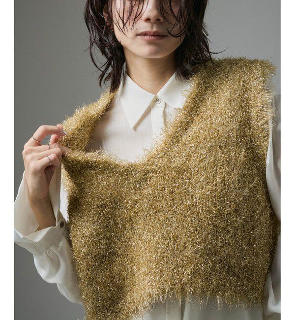 SALON adam et rope'「マットメタルシャギーベスト」|ベスト・ジレ|ゴールド