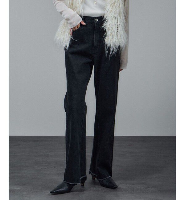 SALON adam et rope'「COTTON USAセミフレアデニム 3」|デニム|チャコール(06)