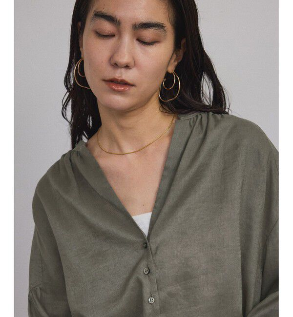 SALON adam et rope'「リネンスキッパーギャザーブラウス［GENTLE LINEN］」|シャツ・ブラウス|