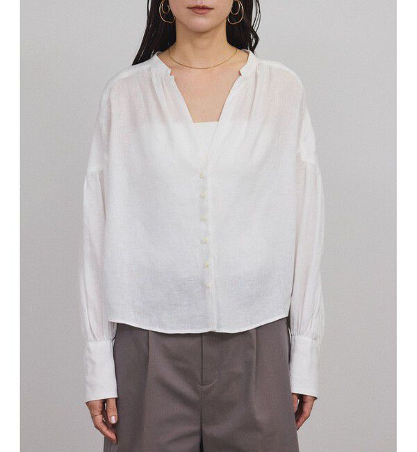 SALON adam et rope'「リネンスキッパーギャザーブラウス［GENTLE LINEN］」|シャツ・ブラウス|