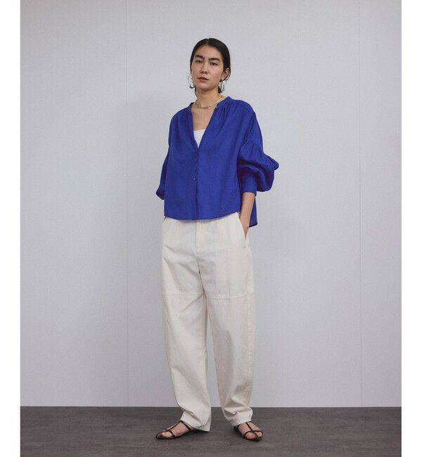 SALON adam et rope'「リネンスキッパーギャザーブラウス［GENTLE LINEN］」|シャツ・ブラウス|