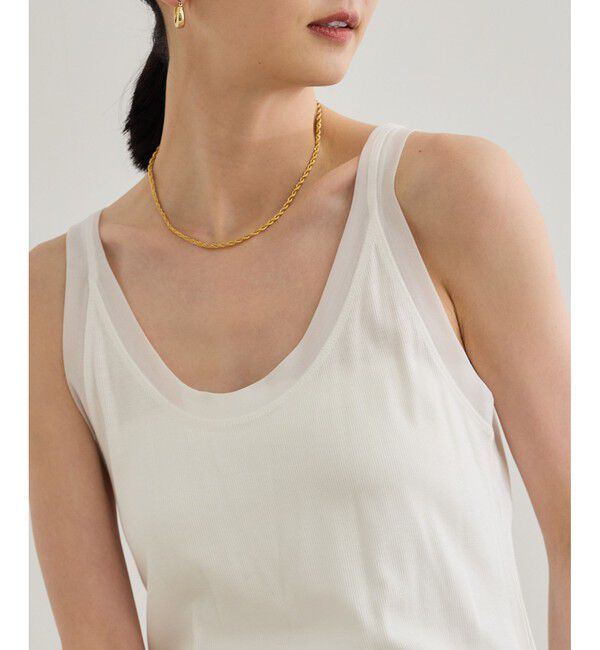 ROPE「【WEB・一部店舗限定】【接触冷感/UVカット】チュールコンビテレコタンクトップ」|タンクトップ|