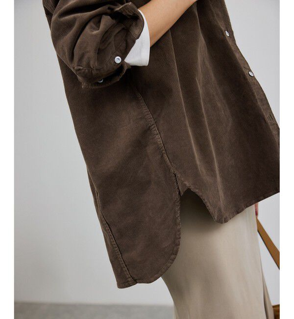 ROPE「【Healthy denim(ヘルシーデニム）】一部別注Almondコーデュロイビッグシャツ/イージーケア」|シャツ・ブラウス|