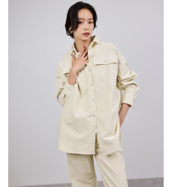 ROPE「【Healthy denim(ヘルシーデニム）】一部別注Almondコーデュロイビッグシャツ/イージーケア」|シャツ・ブラウス|