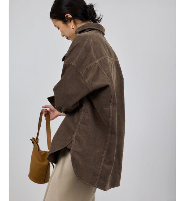ROPE「【Healthy denim(ヘルシーデニム）】一部別注Almondコーデュロイビッグシャツ/イージーケア」|シャツ・ブラウス|ブラウン(20)